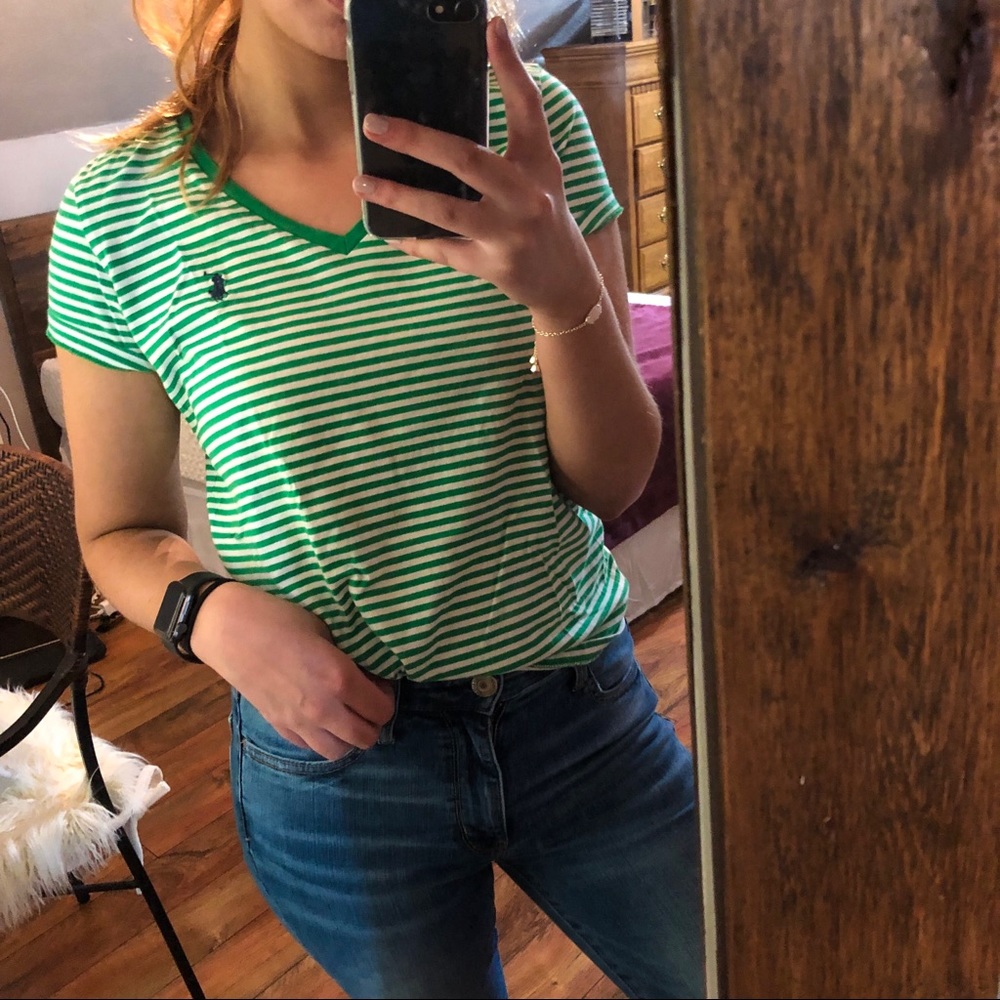 Green Striped Polo Shirt